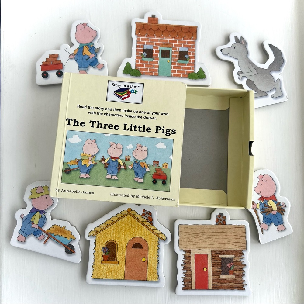 The Three Little Pigs Story in a Box Board Book Stand Up Characters & Houses Toy - Picture 3 of 12